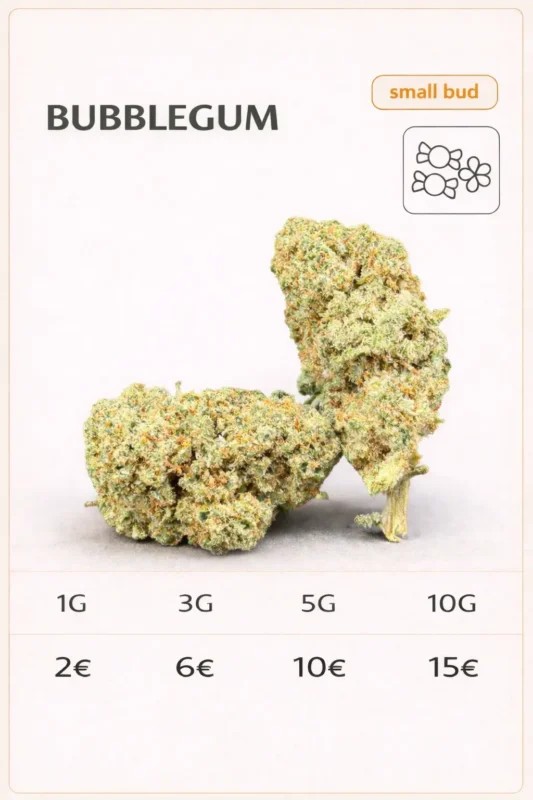 Bubblegum CBD small bud avec prix 1g 3g 5g 10g sur LA KALI CBD