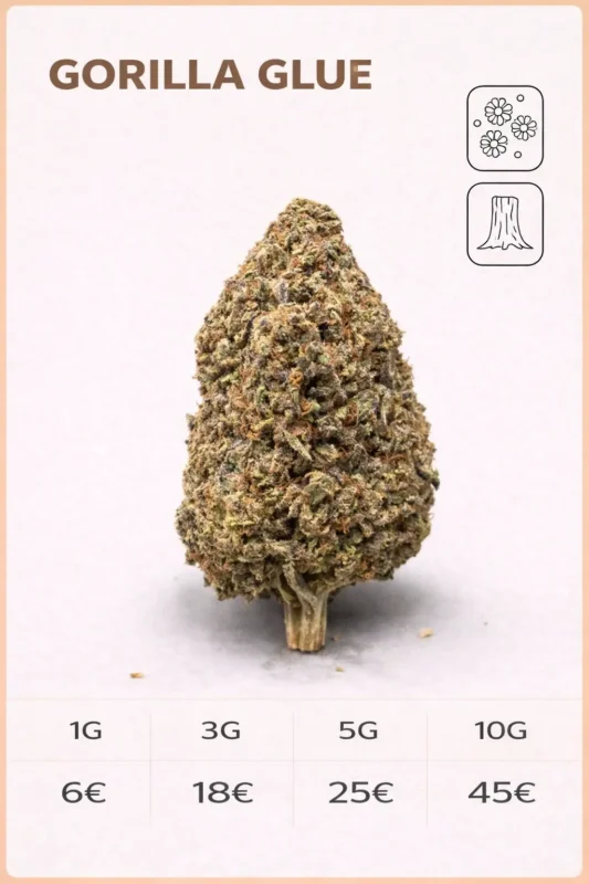 Fleur CBD Gorilla Glue montrant le menu – La Kali CBD