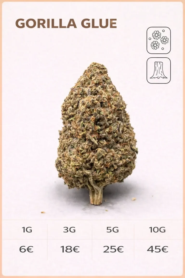 Fleur CBD Gorilla Glue montrant le menu – La Kali CBD