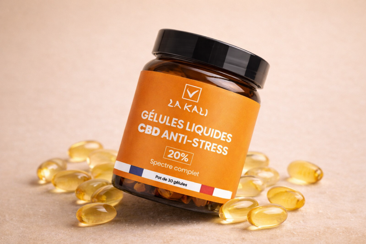 Gélules liquides CBD anti-stress 1500mg LA KALI – spectre complet, effet apaisant rapide, 30 gélules – complément naturel contre l’anxiété à 24€
