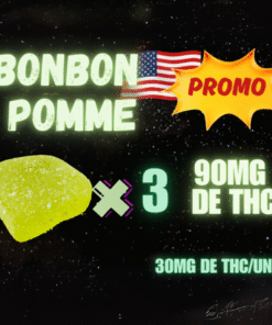 Gummies pomme 30 mg THC – bonbon goût pomme premium – pack de 3 (90 mg THC) – disponible dans les boutiques LA KALI CBD à Marseille, 4 Rue de Rivoli et 26 Avenue de Mazargue.