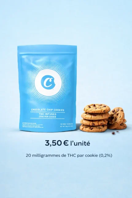 Cookies CBD 20mg THC chocolat LA KALI, biscuit infusé THC 0,2%, edible premium bien-être relaxation