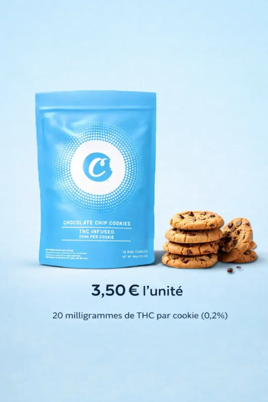 Cookies CBD 20mg THC chocolat LA KALI, biscuit infusé THC 0,2%, edible premium bien-être relaxation